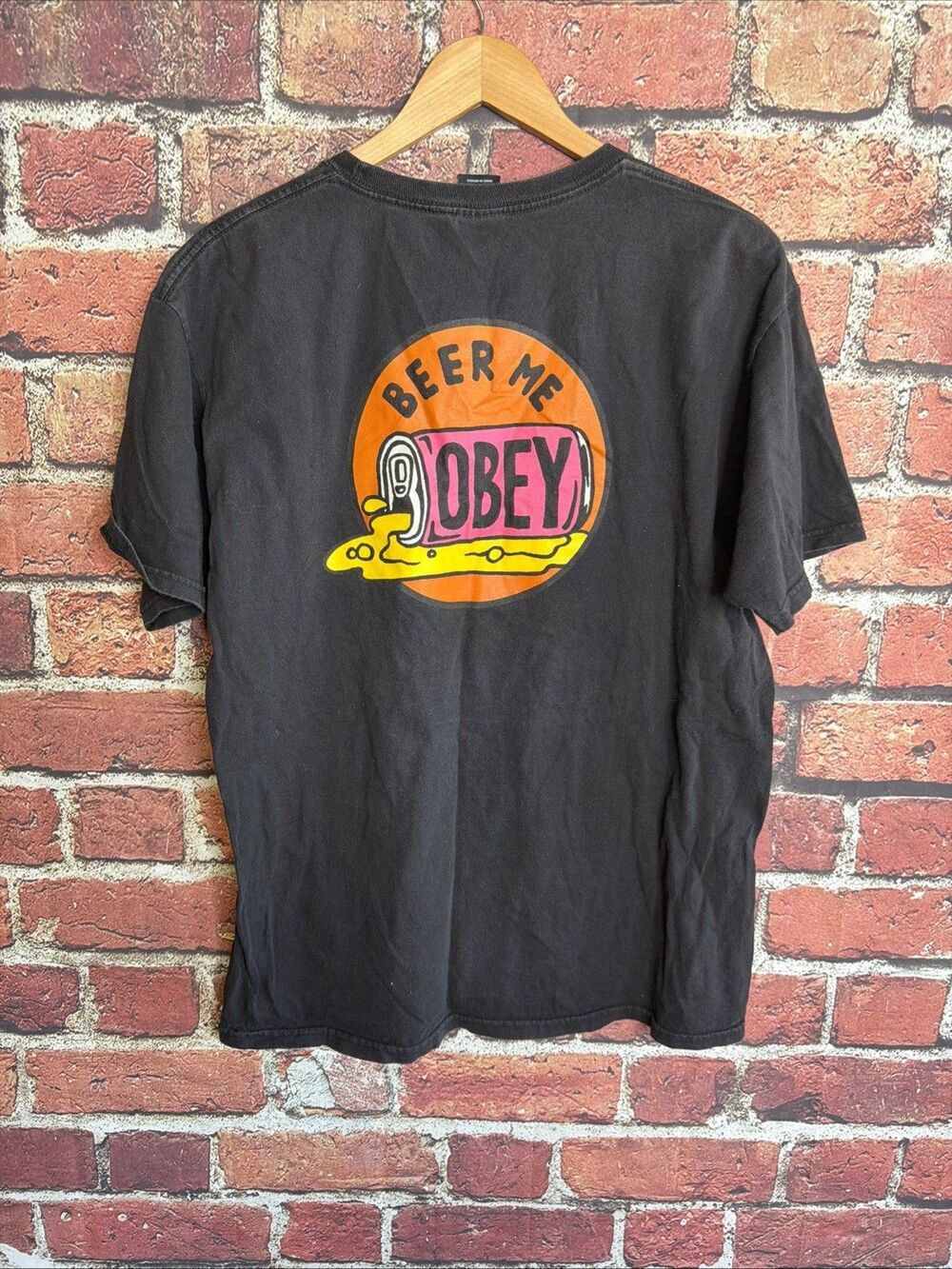 OBEY Men's Black Large Beer Me Shirt